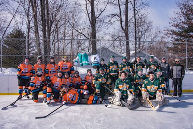 The Marquette Mutineers and NMU Wildcats at Lions Field Ice Rink in Marquette Township.