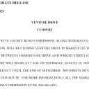 Venture Road Closure